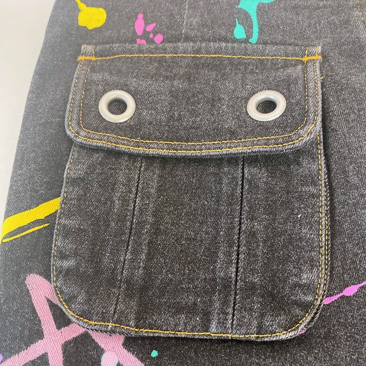 Mezzo Piano Denim Skirt 160 Size Colorful Paint Graffiti Trapezoid Character