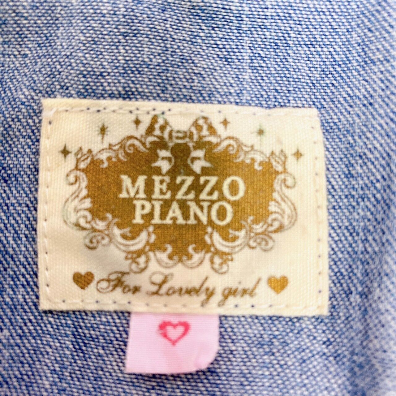 Mezzo Piano Denim Jacket 140 Frill Ribbon Puff Sleeves 100% Cotton Kawaii Rare