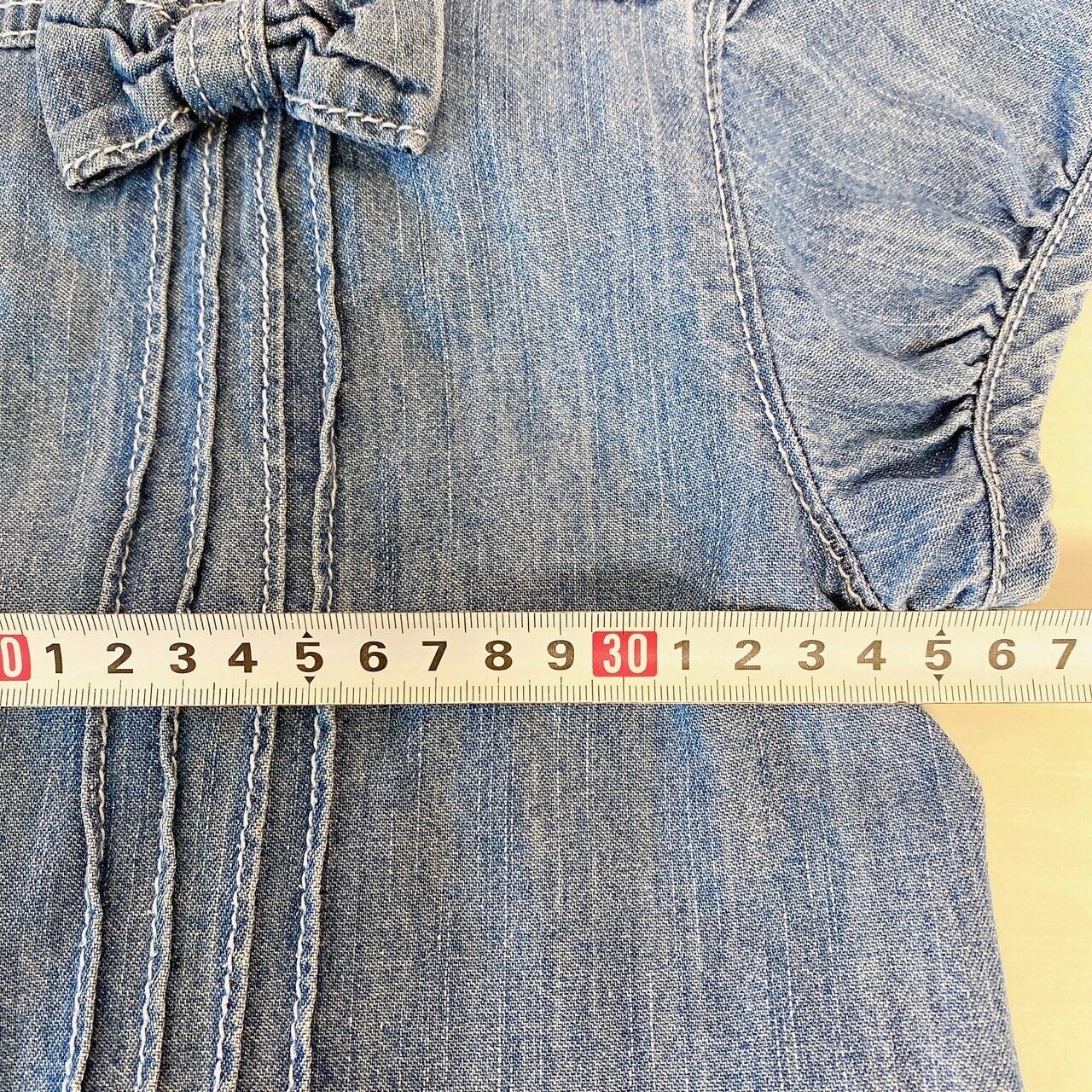 Mezzo Piano Denim Jacket 140 Frill Ribbon Puff Sleeves 100% Cotton Kawaii Rare