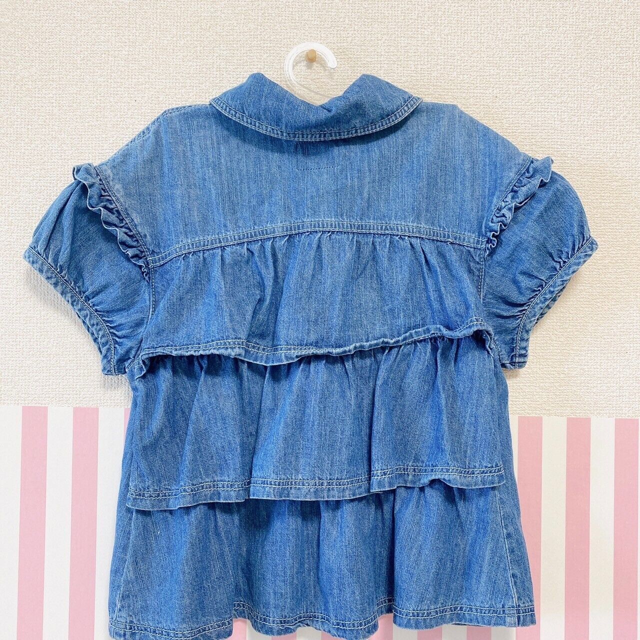 Mezzo Piano Denim Jacket 140 Frill Ribbon Puff Sleeves 100% Cotton Kawaii Rare