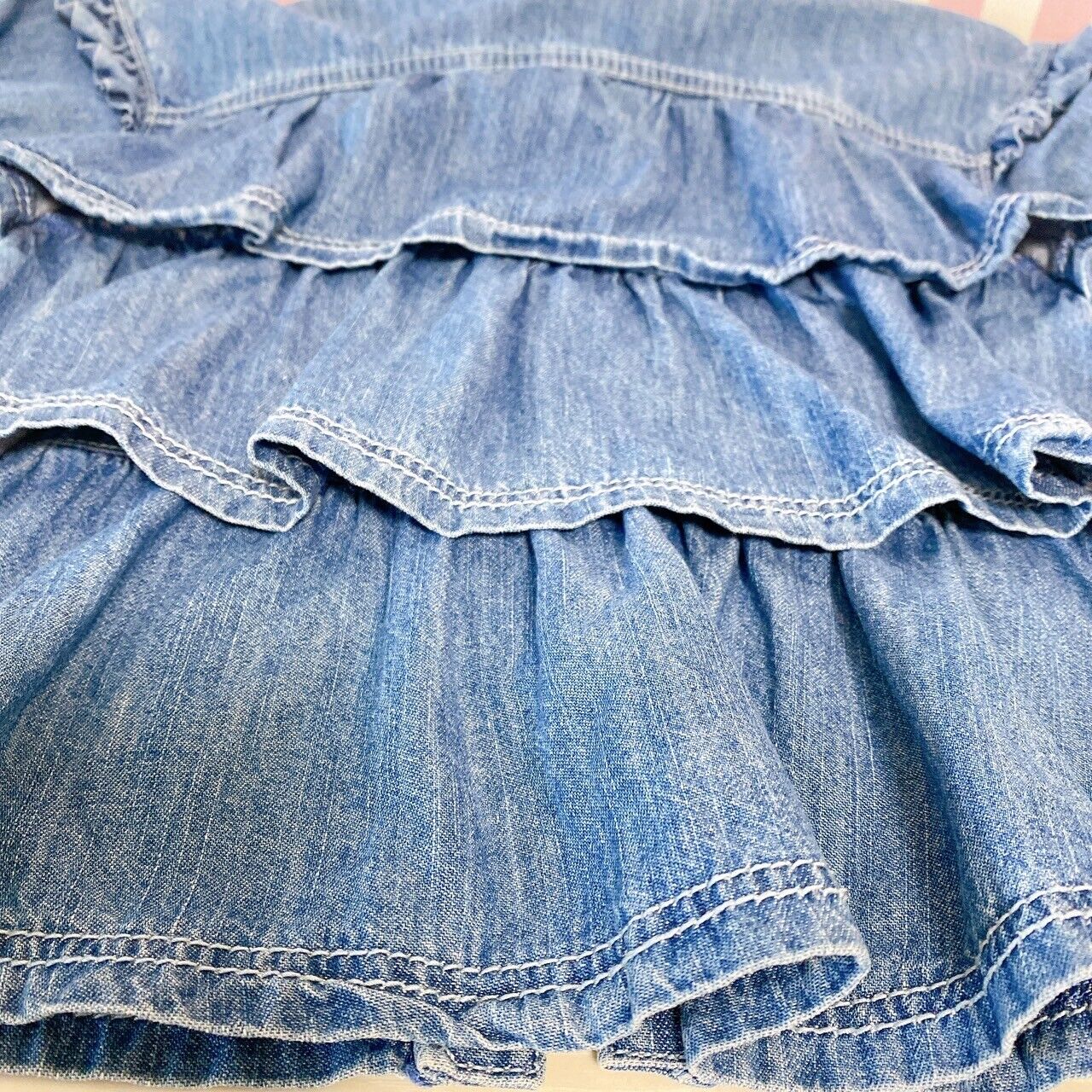 Mezzo Piano Denim Jacket 140 Frill Ribbon Puff Sleeves 100% Cotton Kawaii Rare