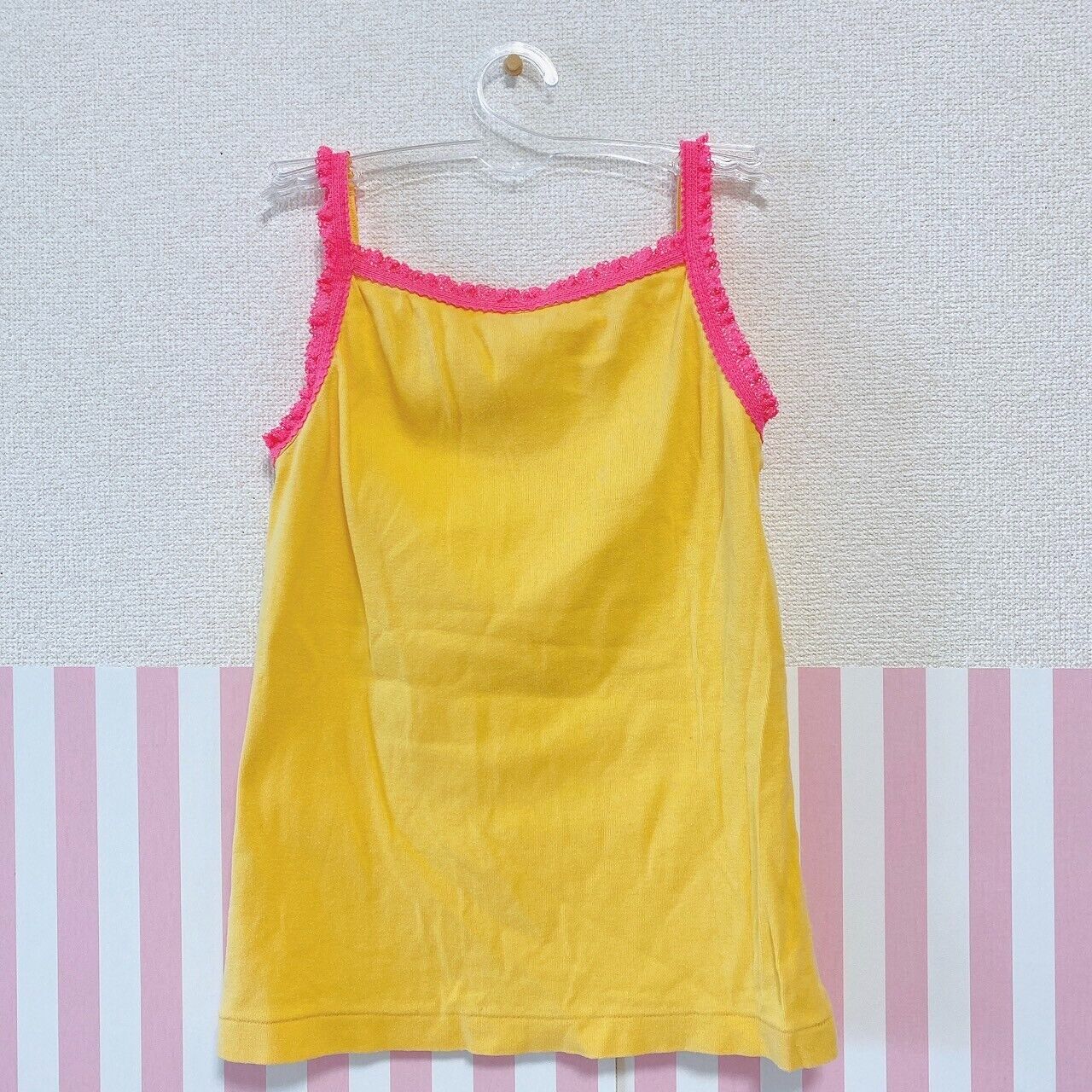 Mezzo Piano Tank Top 150cm Tops Yellow Camisole Lovely Cute Pop Ribbon Kawaii