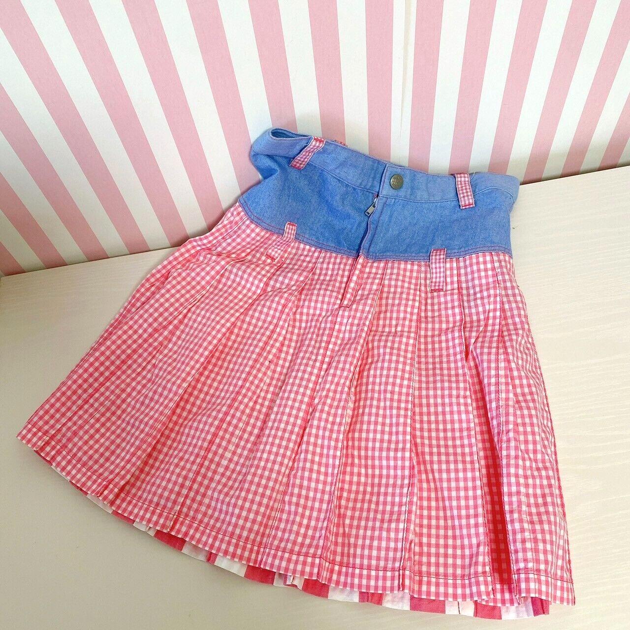 Mezzo Piano Skirt 160cm Red Plaid Pleats Lemon Denim Strawberry Clothing Kawaii