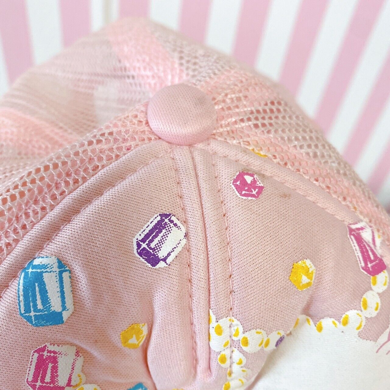 Sanrio Sugar Bunnies Cap Clothing Accessory Pale Pink Mesh Jewely Rabbit Kawaii