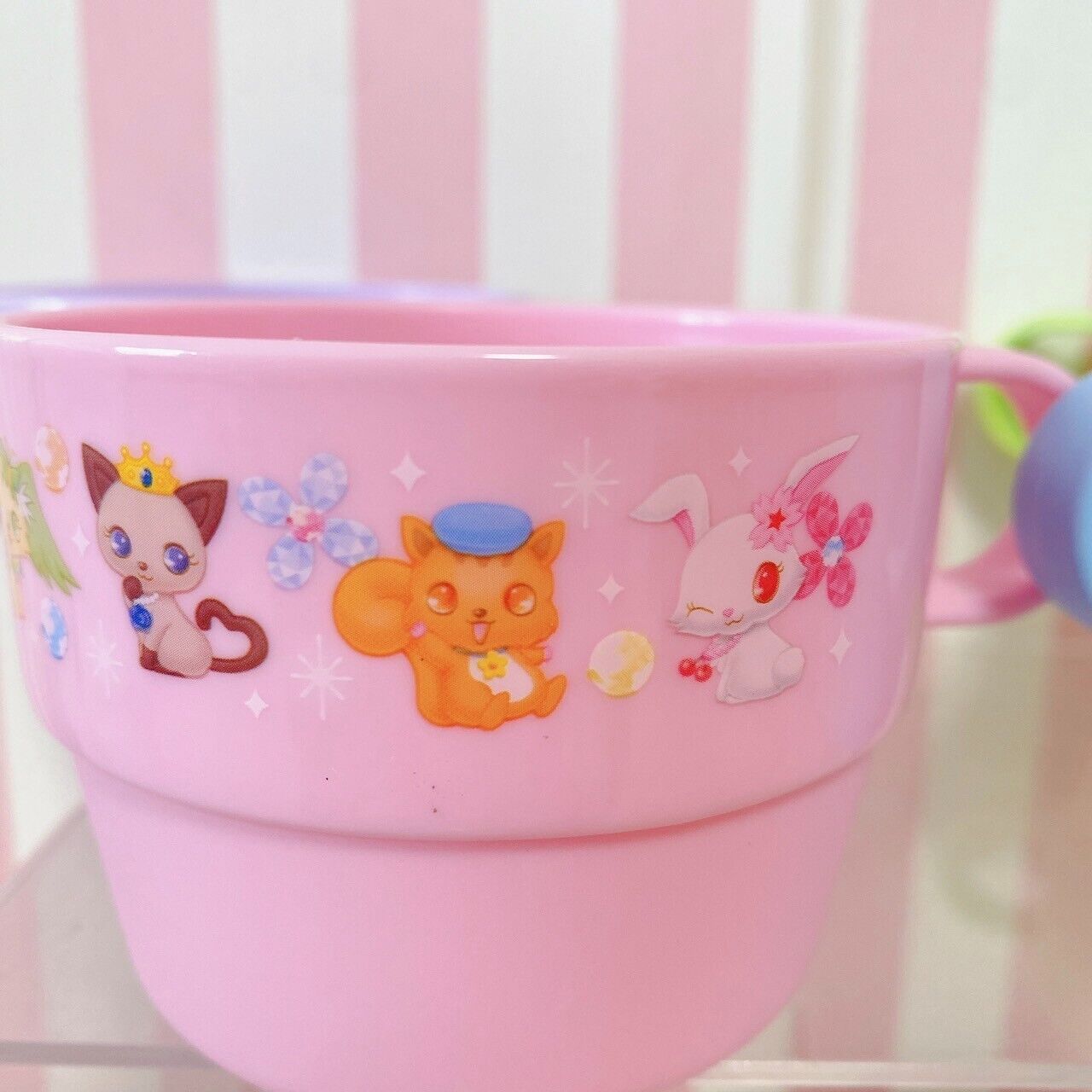 Sanrio Jewelpet Cup Pitcher Set 4 Pink Blue Purple Green Animals Kawaii Rare