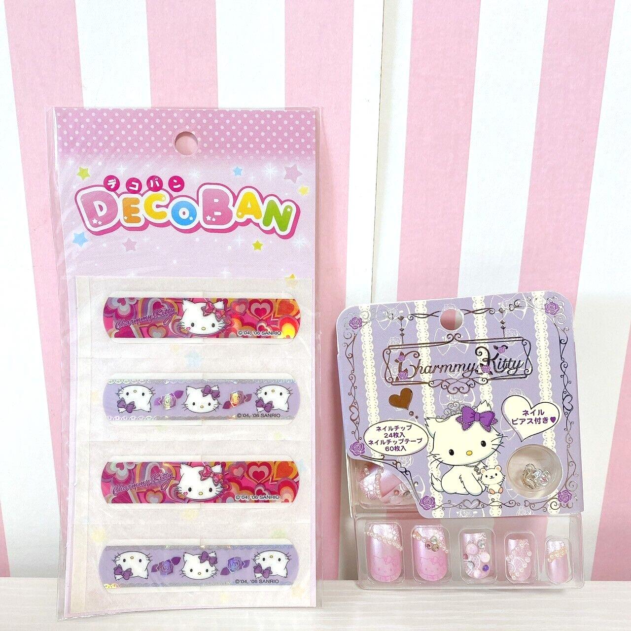 Sanrio Charmmy Charmy Kitty Nail Tip Decoban Set 2 Band-Aid Pink Purple Kawaii