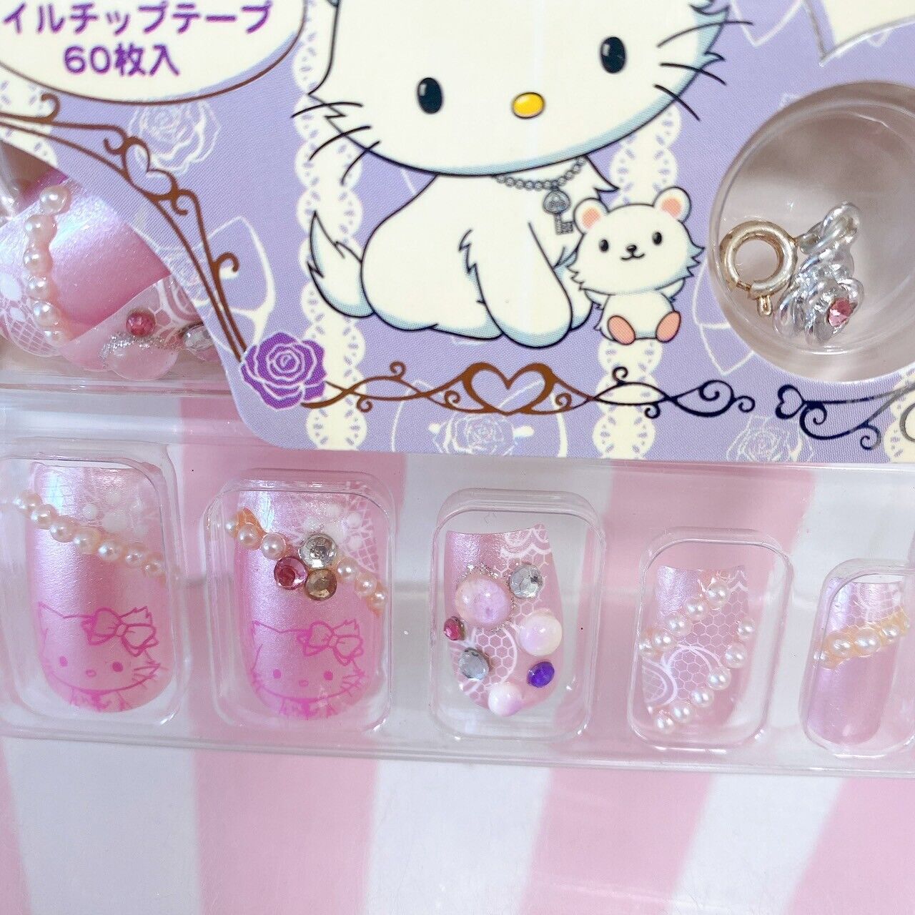 Sanrio Charmmy Charmy Kitty Nail Tip Decoban Set 2 Band-Aid Pink Purple Kawaii