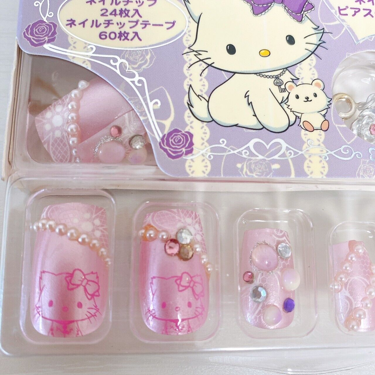 Sanrio Charmmy Charmy Kitty Nail Tip Decoban Set 2 Band-Aid Pink Purple Kawaii