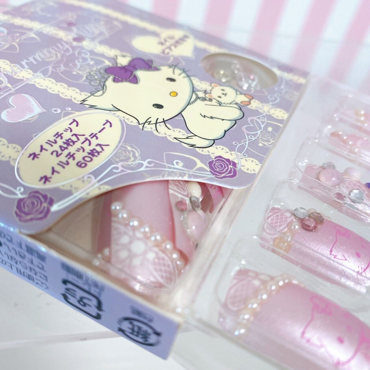 Sanrio Charmmy Charmy Kitty Nail Tip Decoban Set 2 Band-Aid Pink Purple Kawaii