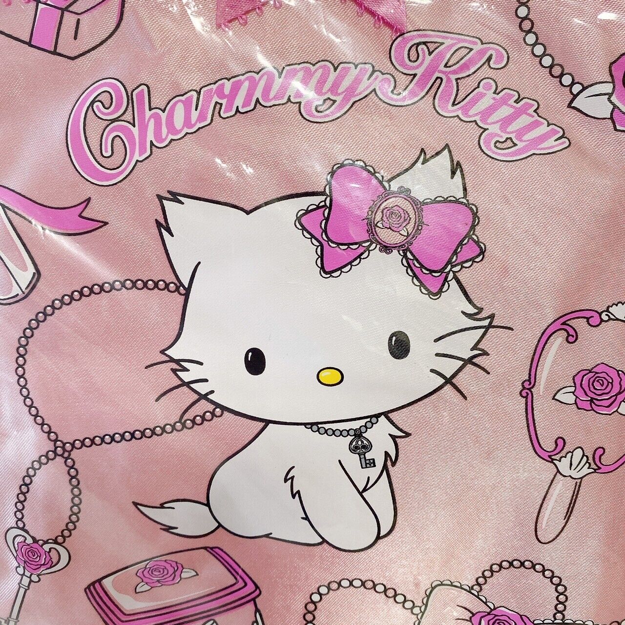 Sanrio Charmmy Charmy Kitty Tote Bag Handbag Pink Satin Cat Ribbon Kawaii Rare