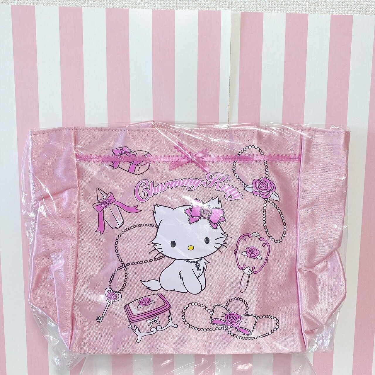 Sanrio Charmmy Charmy Kitty Tote Bag Handbag Pink Satin Cat Ribbon Kawaii Rare