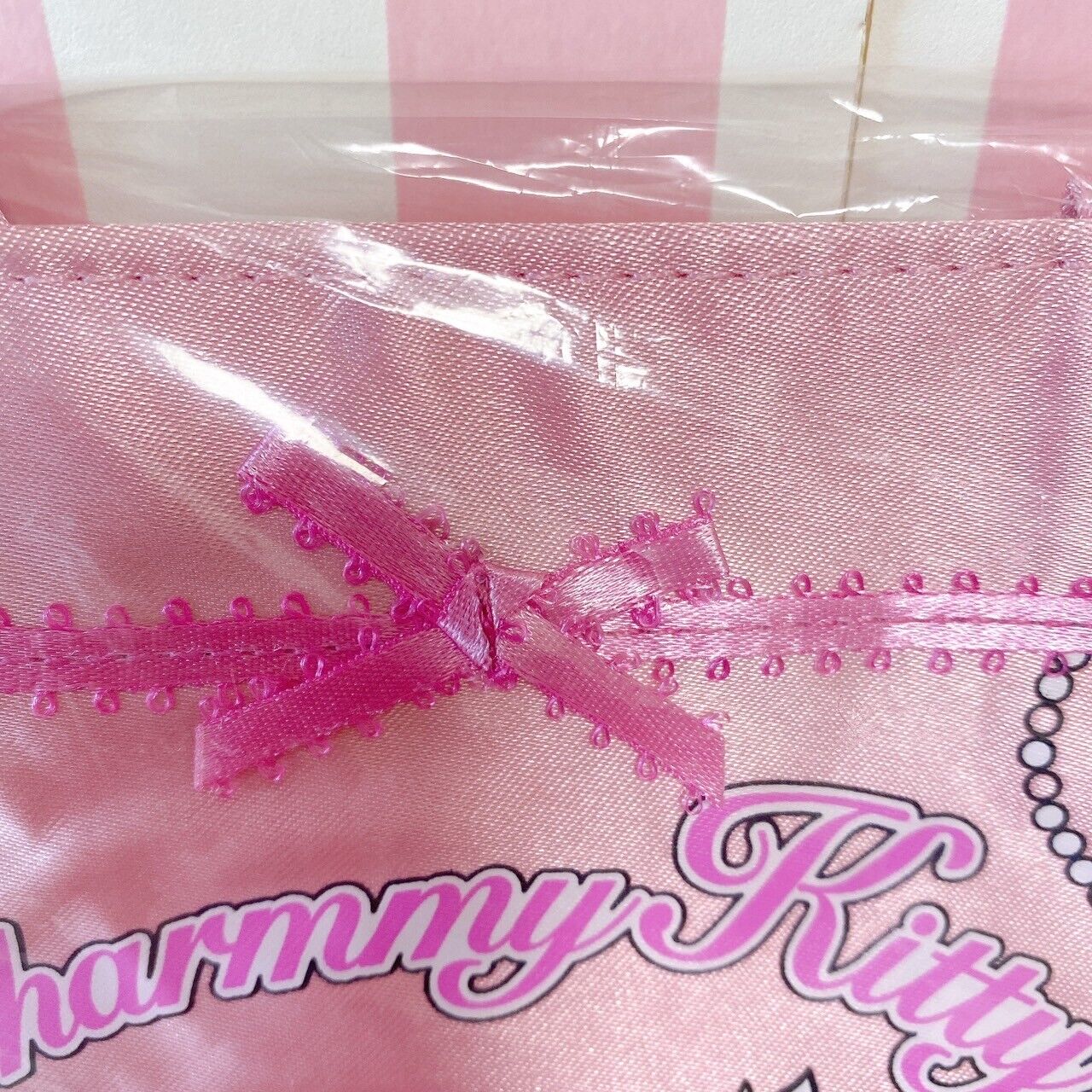 Sanrio Charmmy Charmy Kitty Tote Bag Handbag Pink Satin Cat Ribbon Kawaii Rare