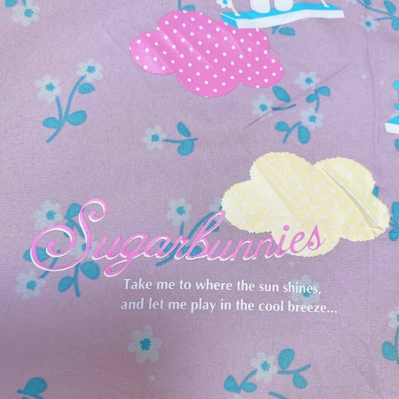 Sanrio Sugar Bunnies Folding Compact Umbrella Pink Swing Race Flower Cloud Rare