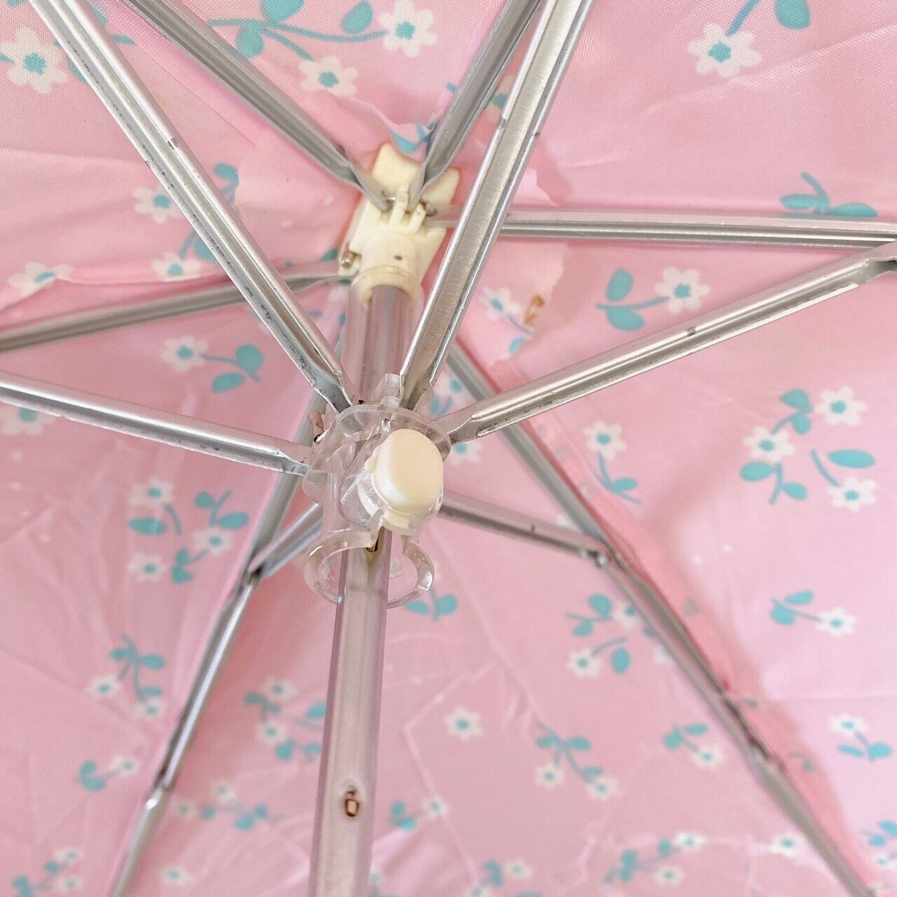 Sanrio Sugar Bunnies Folding Compact Umbrella Pink Swing Race Flower Cloud Rare