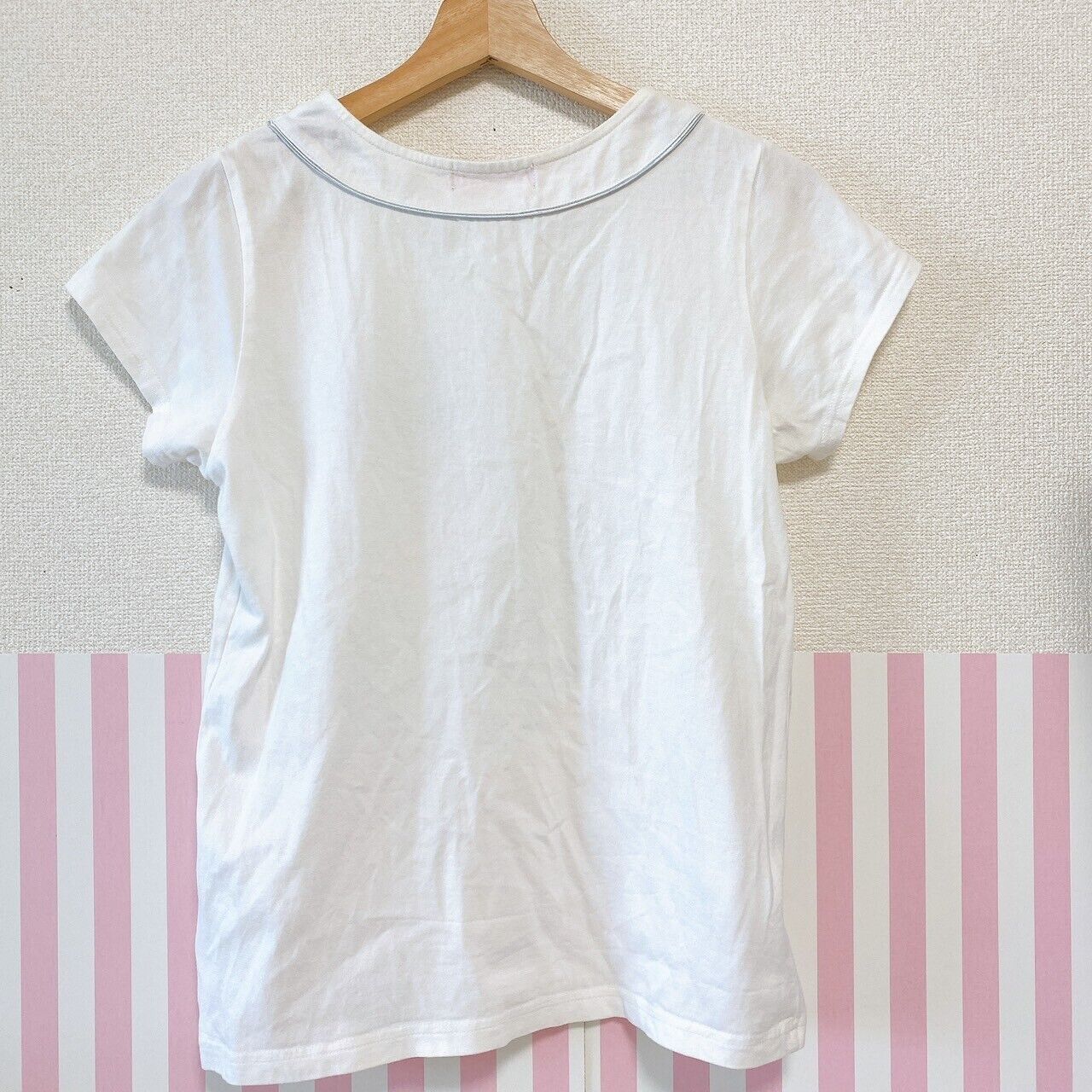 Mezzo Piano T-shirt Tops 160cm Heart Rosette White Frill Ribbon Simple Girl Rare