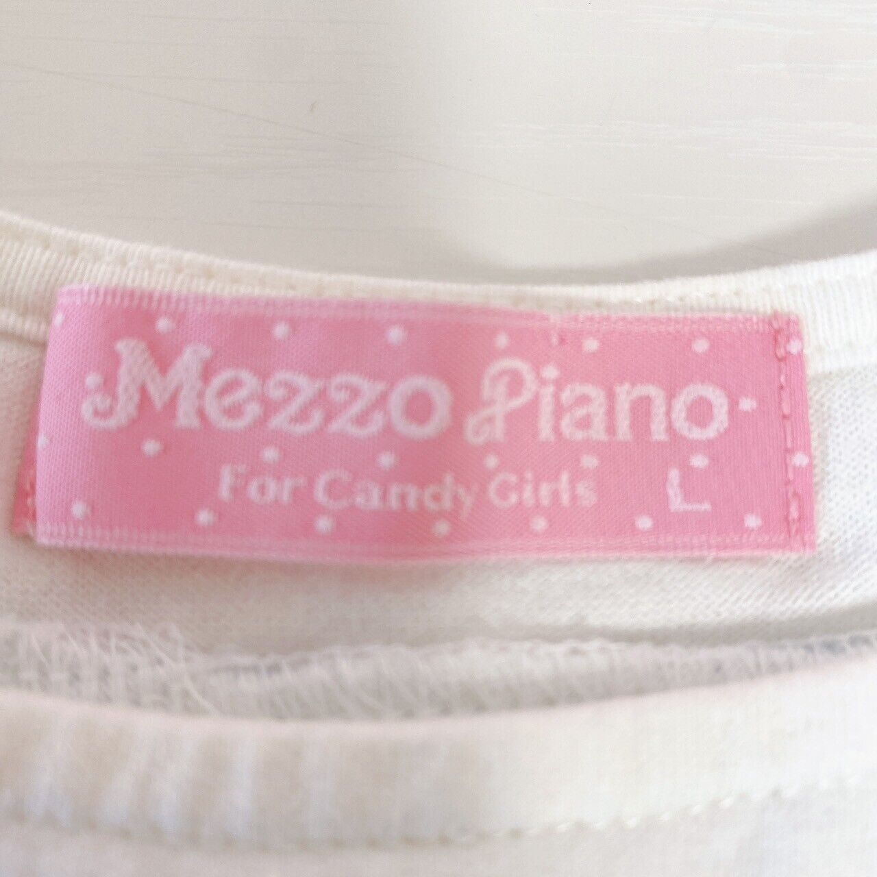 Mezzo Piano T-shirt Tops 160cm Heart Rosette White Frill Ribbon Simple Girl Rare