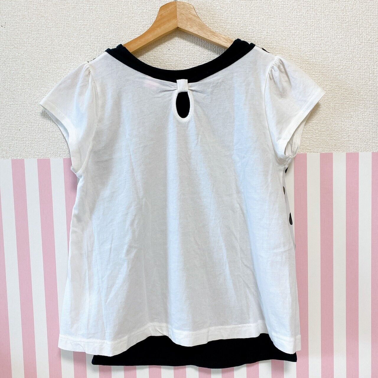 Mezzo Piano layered Tops Black White 150 Size Short Sleeve Clothing Character