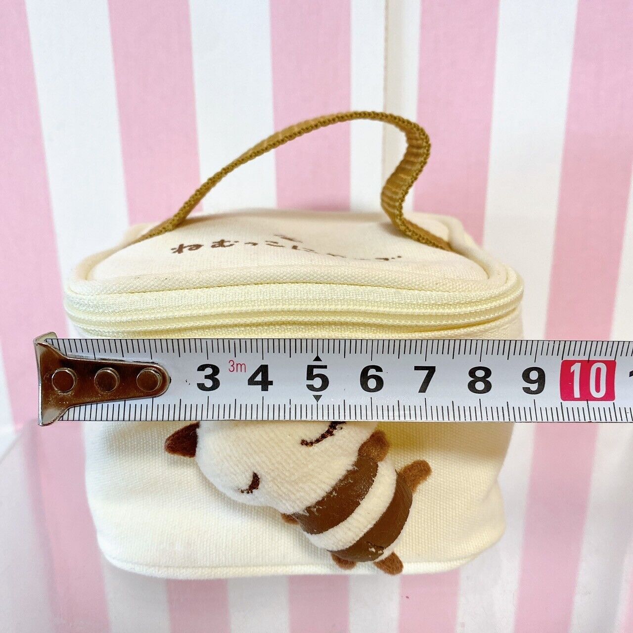 Sanrio Nemukko Nyago Vanity Case Pouch Mini Cat Sleeping White Brown Kawaii Rare