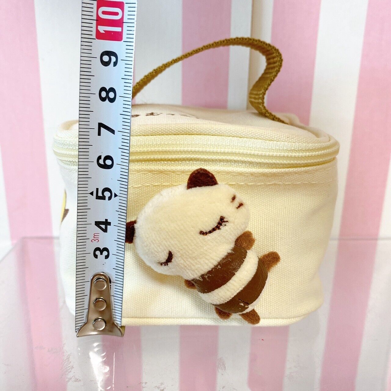 Sanrio Nemukko Nyago Vanity Case Pouch Mini Cat Sleeping White Brown Kawaii Rare