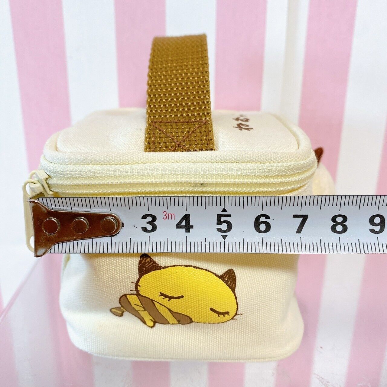 Sanrio Nemukko Nyago Vanity Case Pouch Mini Cat Sleeping White Brown Kawaii Rare