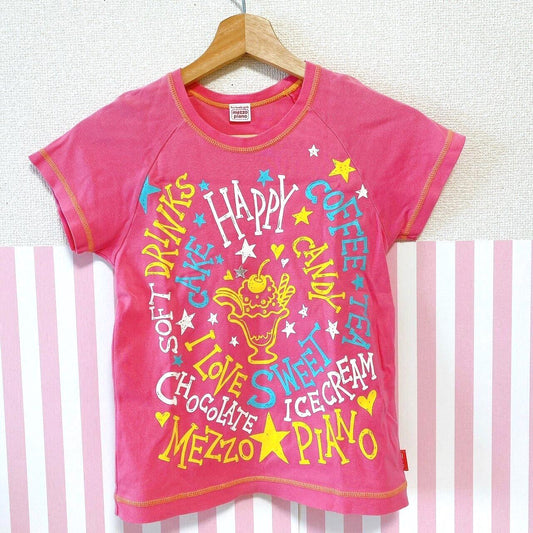 Mezzo Piano Kids T-shirt 150cm Pink Parfait Sweets Yellow Blue White Star Bijou