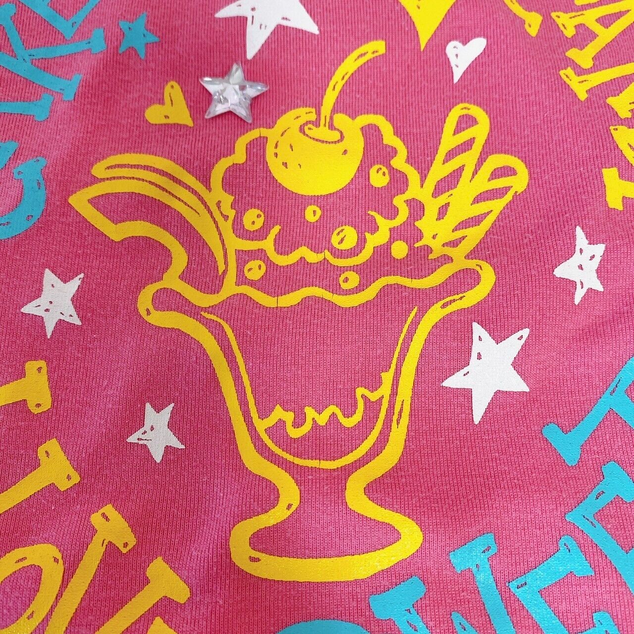 Mezzo Piano Kids T-shirt 150cm Pink Parfait Sweets Yellow Blue White Star Bijou