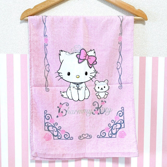 Sanrio Charmmy Charmy Kitty Face Towel Pink Cat Rose Flower Ribbon Fluffy Kawaii