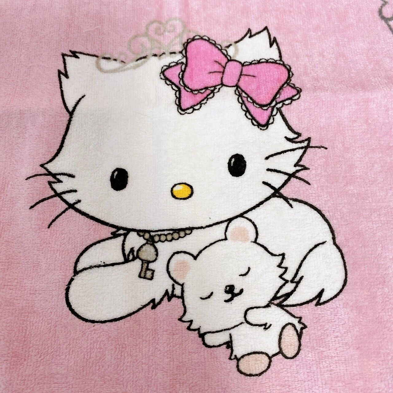 Sanrio Charmmy Charmy Kitty Face Towel Pink Cat Rose Flower Ribbon Fluffy Kawaii