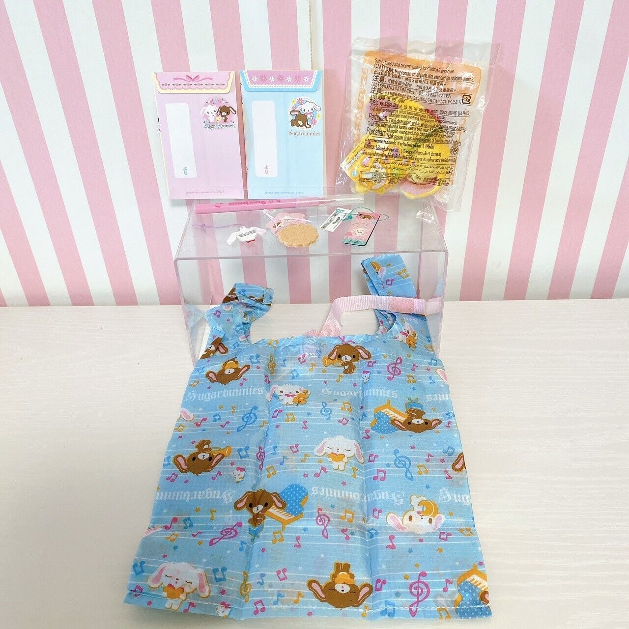 Sanrio Sugar Bunnies Eco Shopping Bag Hanausa Mascot Little Envelope Pen Set