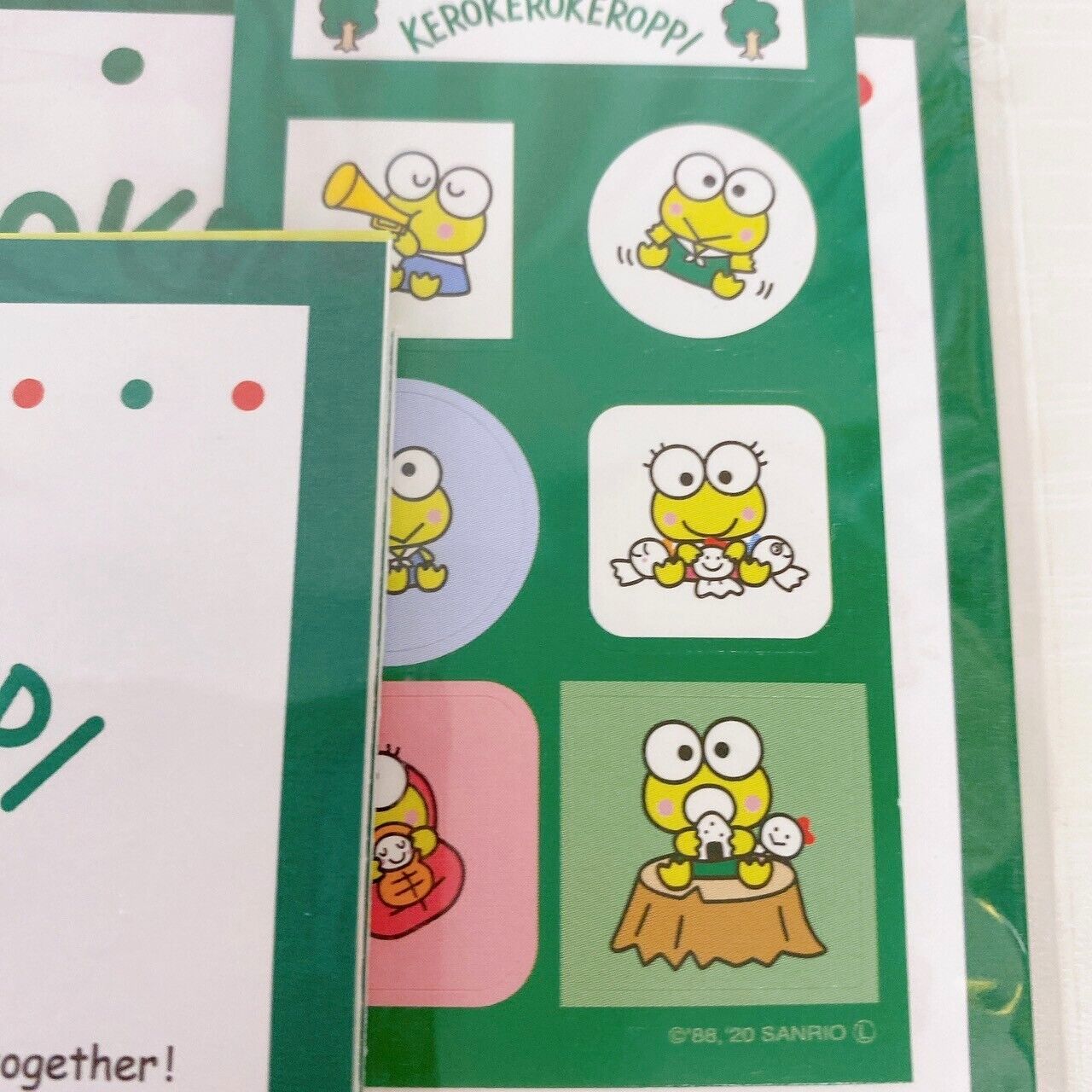 Sanrio Kerokero Keroppi Letter Book Cover Set 3 Paper Envelope Sticker Frog Rare