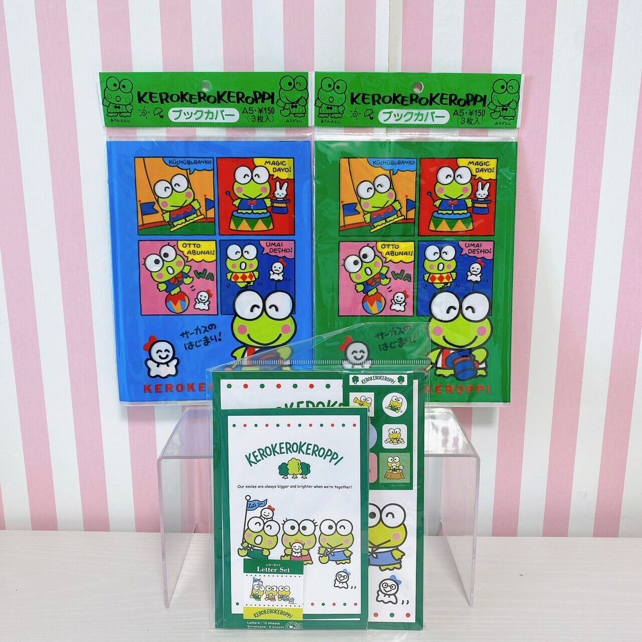 Sanrio Kerokero Keroppi Letter Book Cover Set 3 Paper Envelope Sticker Frog Rare