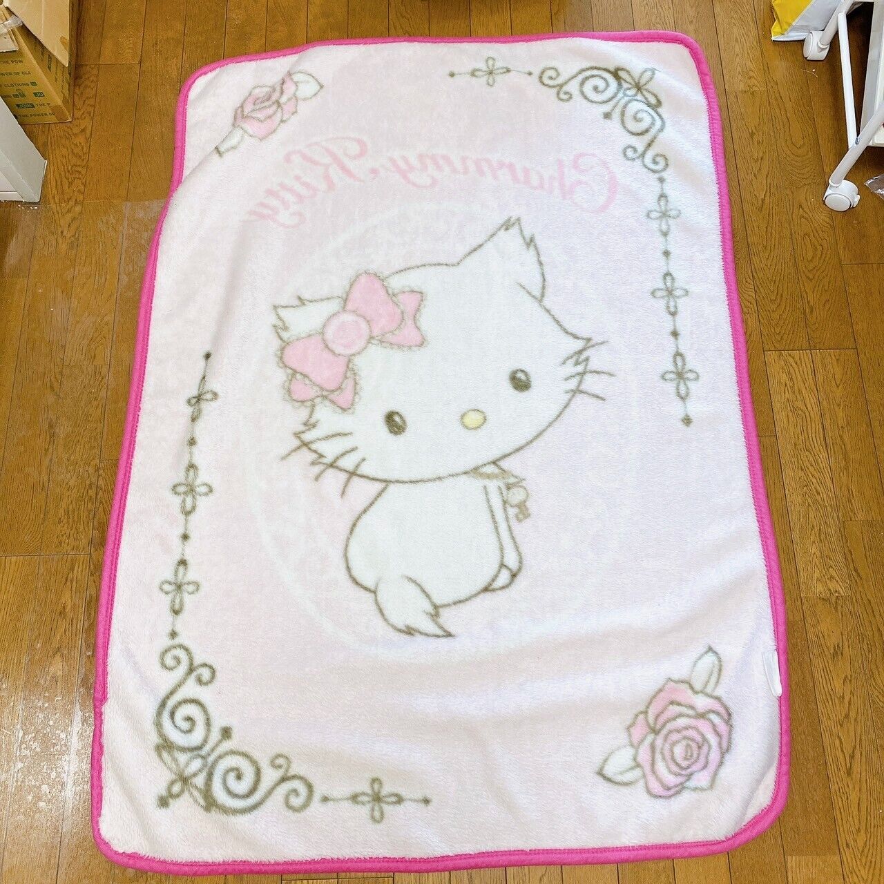 Sanrio Charmmy Charmy Kitty Towel Blanket Large Rose Pink Flower Kawaii Rare