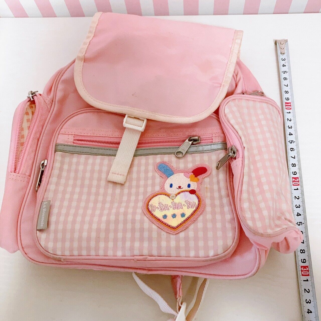 Sanrio Usahana Backpack Rucksack School Bag Pink Plaid Rabbit Heart Kawaii Rare