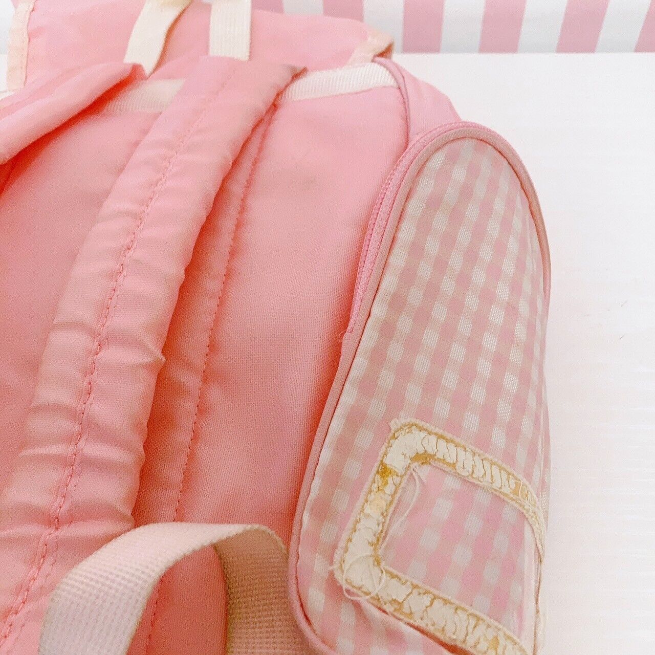 Sanrio Usahana Backpack Rucksack School Bag Pink Plaid Rabbit Heart Kawaii Rare