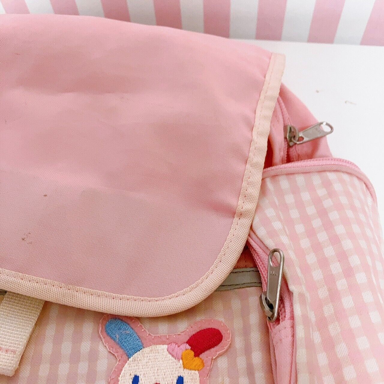 Sanrio Usahana Backpack Rucksack School Bag Pink Plaid Rabbit Heart Kawaii Rare