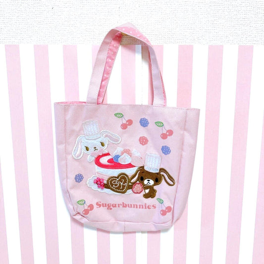 Sanrio Sugar Bunnies Tote Bag Lesson Handbag Pink Cake Sweets Rabbit Shirousa