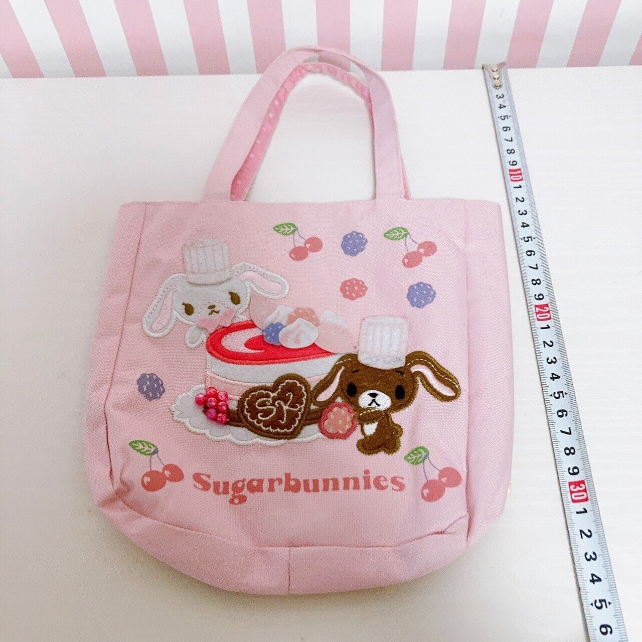 Sanrio Sugar Bunnies Tote Bag Lesson Handbag Pink Cake Sweets Rabbit Shirousa