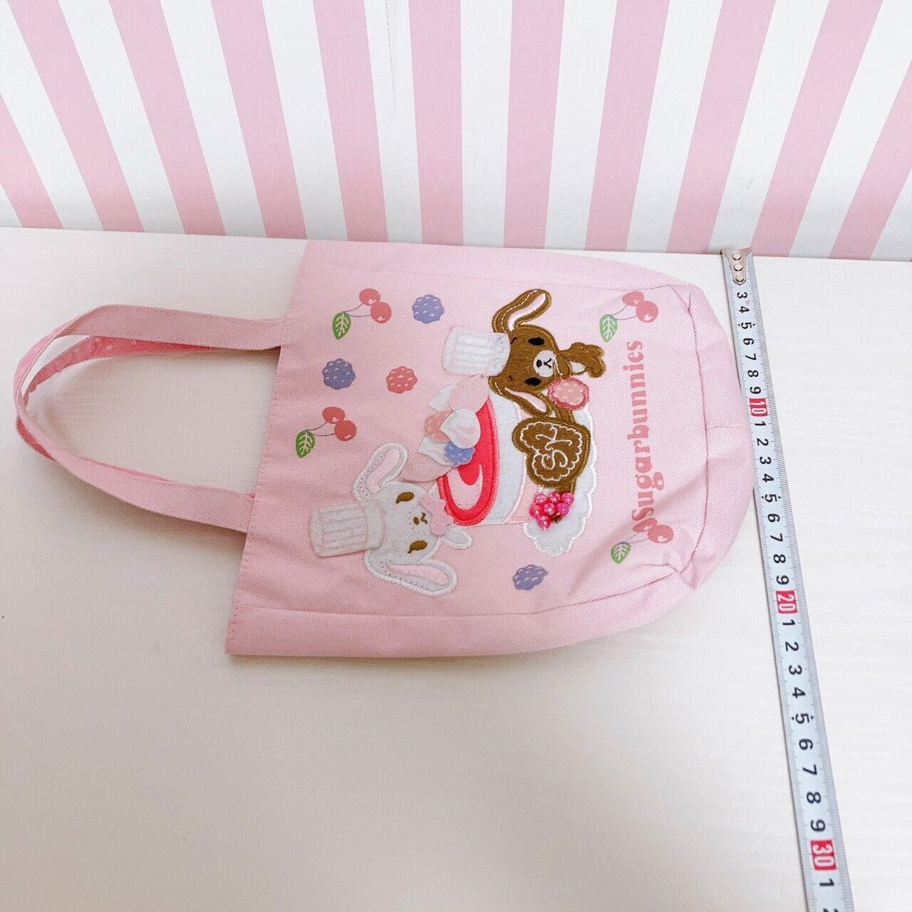 Sanrio Sugar Bunnies Tote Bag Lesson Handbag Pink Cake Sweets Rabbit Shirousa