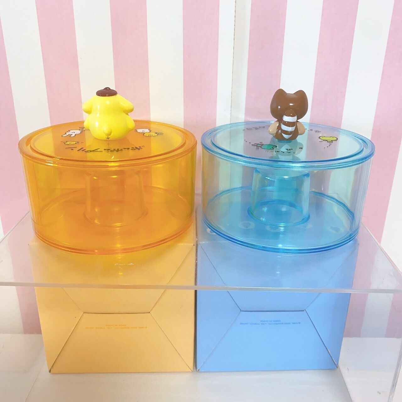 Sanrio Pompom Purin Taraigumano Laundry Accessory Case Box Set 2 Acrylic Blue