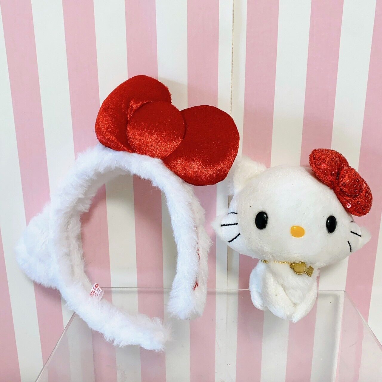 Sanrio Charmmy Charmy Hello Kitty Headband Plush Set 2 White Red Hair Accessory