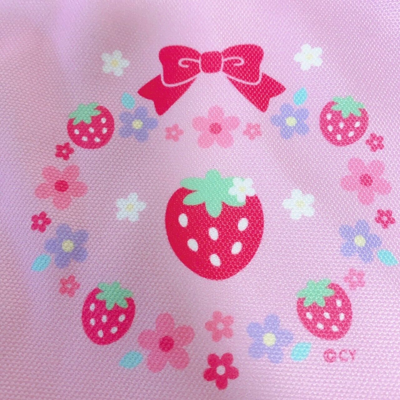 Mother Garden Tote Bag Handbag Lesson Pink Strawberry Flower Ribbon Simple Rare