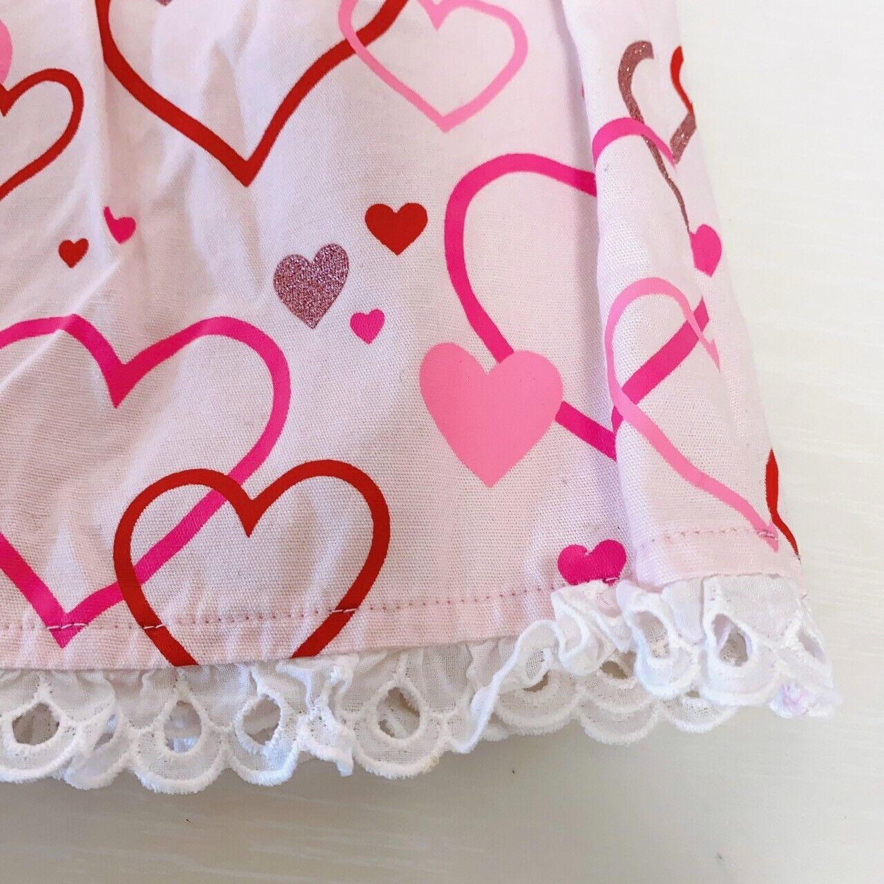 Mezzo Piano Kids Skirt 120cm Heart Frill Lace Pink White MP Button Clothing Rare