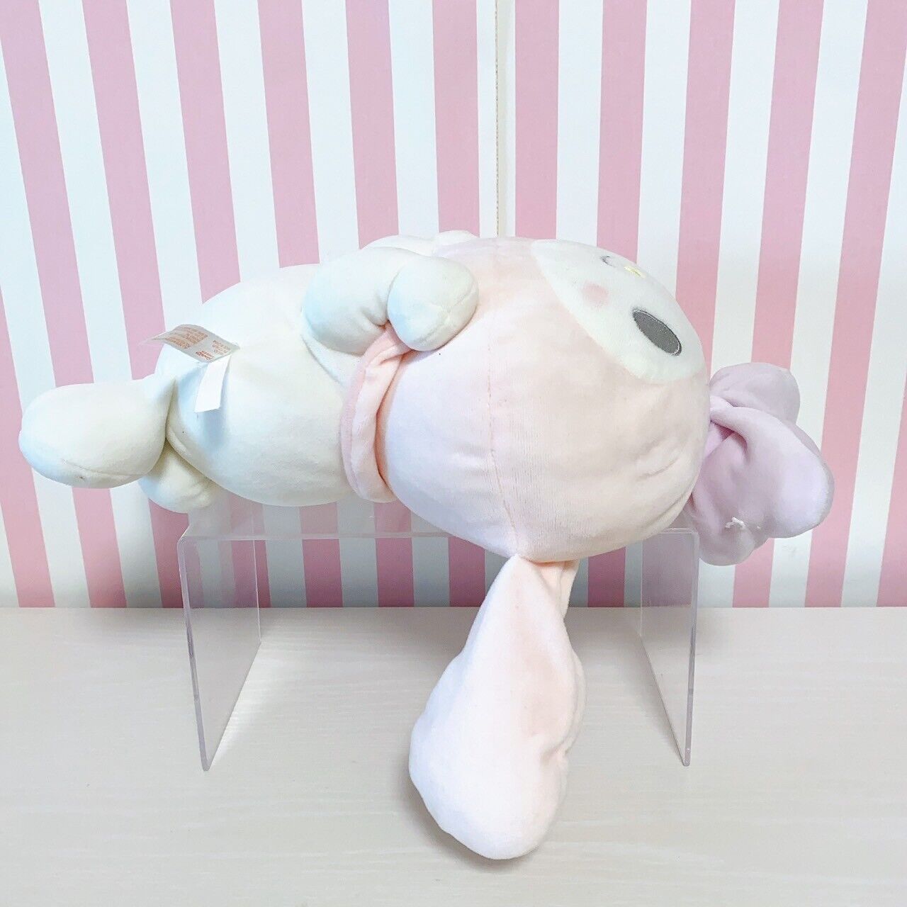 Sanrio My Melody Plush Soft Stuffed Toy Doll Pale Pink White Big Ribbon Kawaii