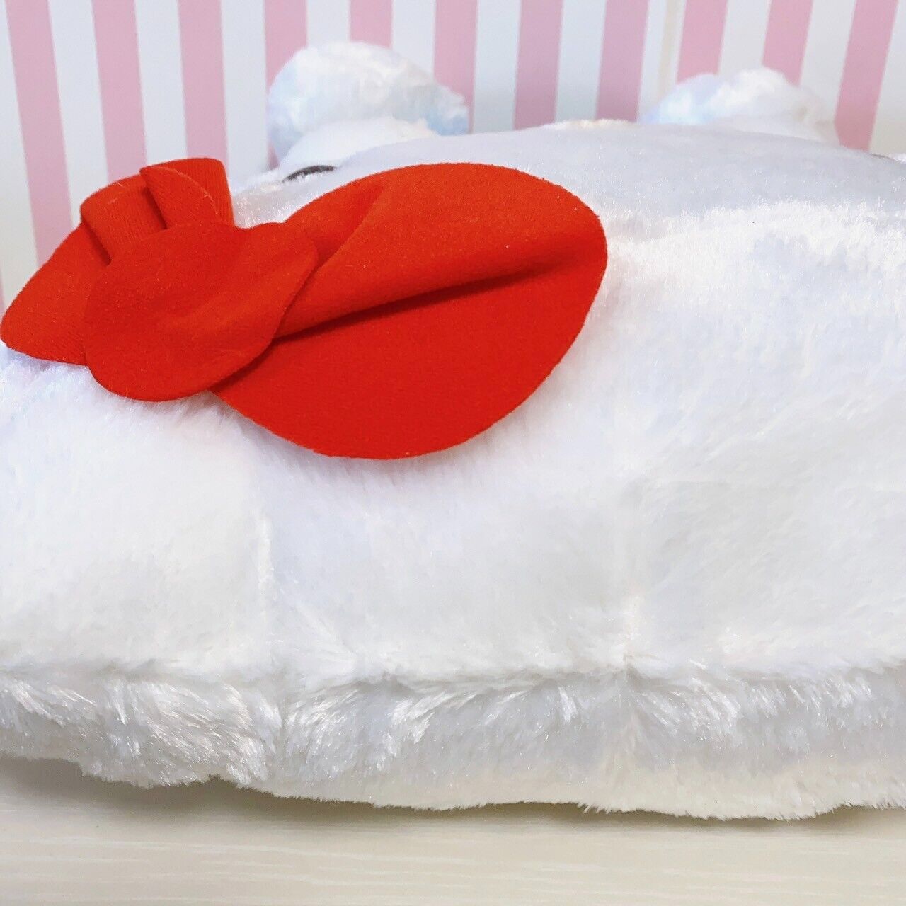 Sanrio Hello Kitty Big Plush Soft Stuffed Toy Fluffy Cat White Ribbon Red Kawaii