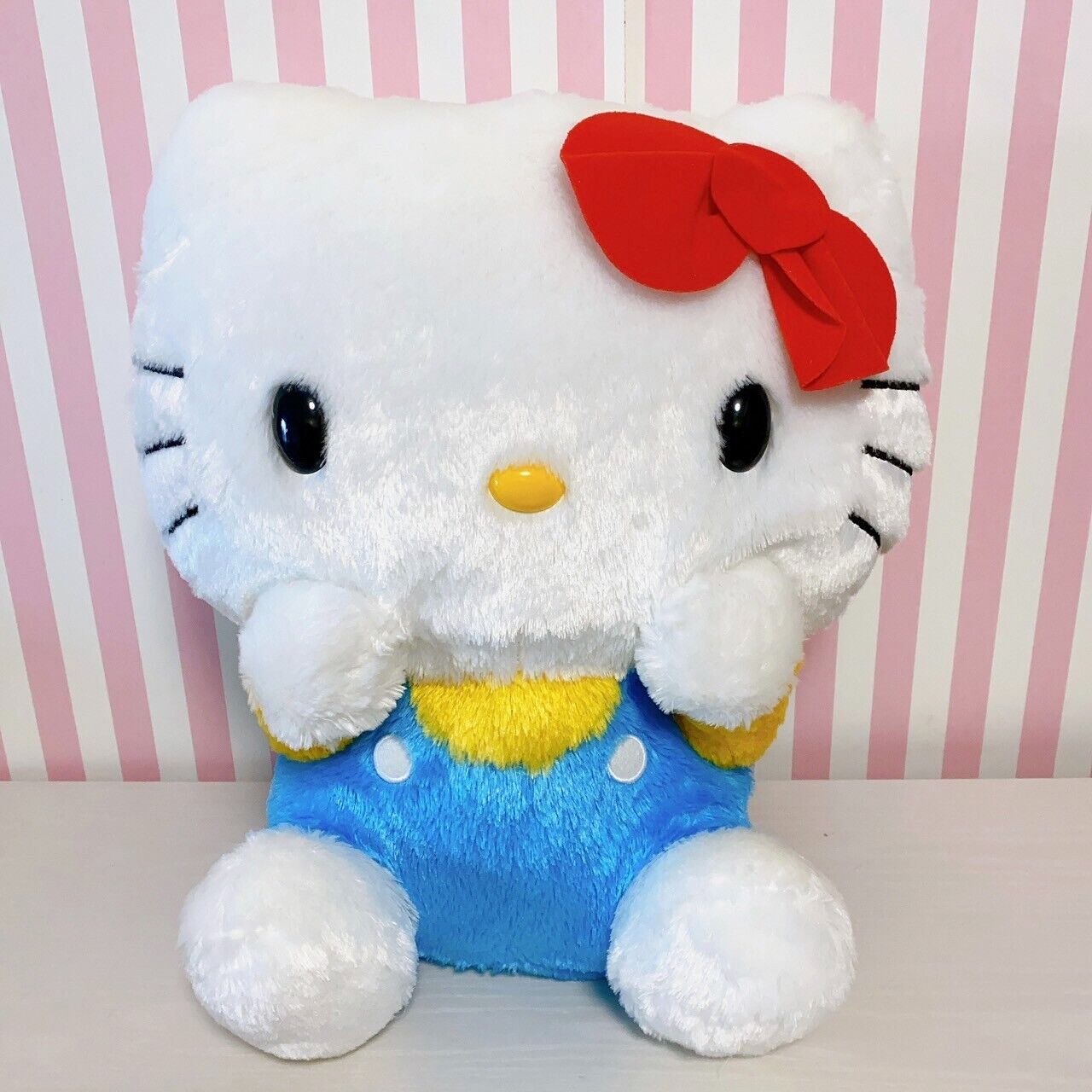 Sanrio Hello Kitty Big Plush Soft Stuffed Toy Fluffy Cat White Ribbon Red Kawaii