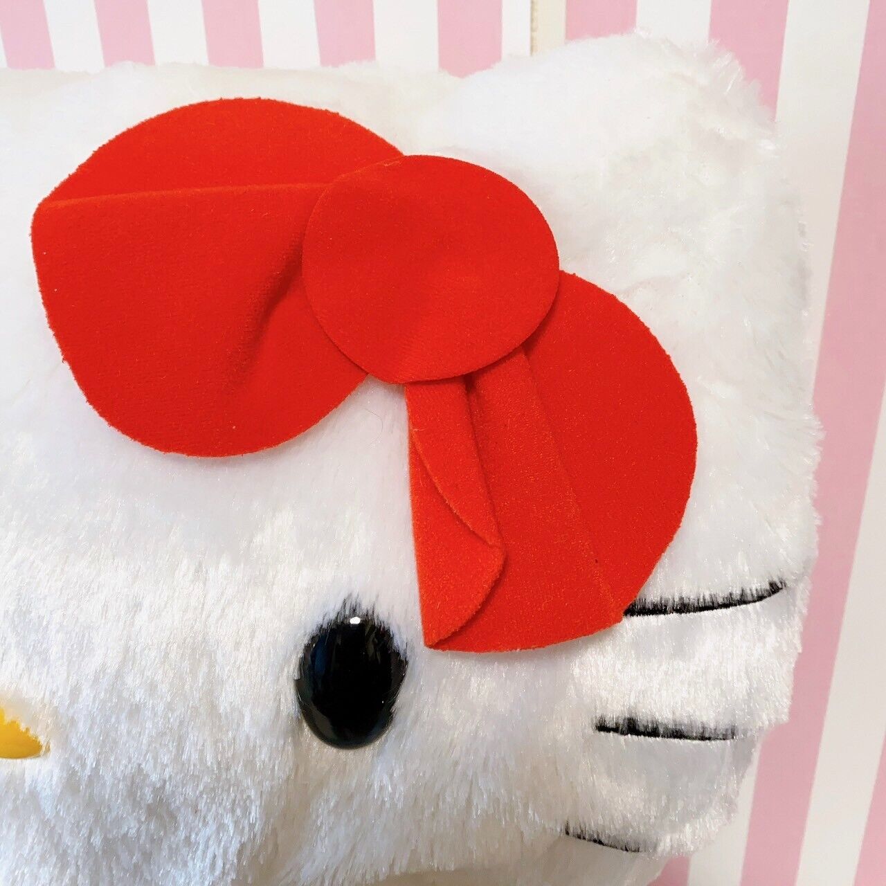 Sanrio Hello Kitty Big Plush Soft Stuffed Toy Fluffy Cat White Ribbon Red Kawaii