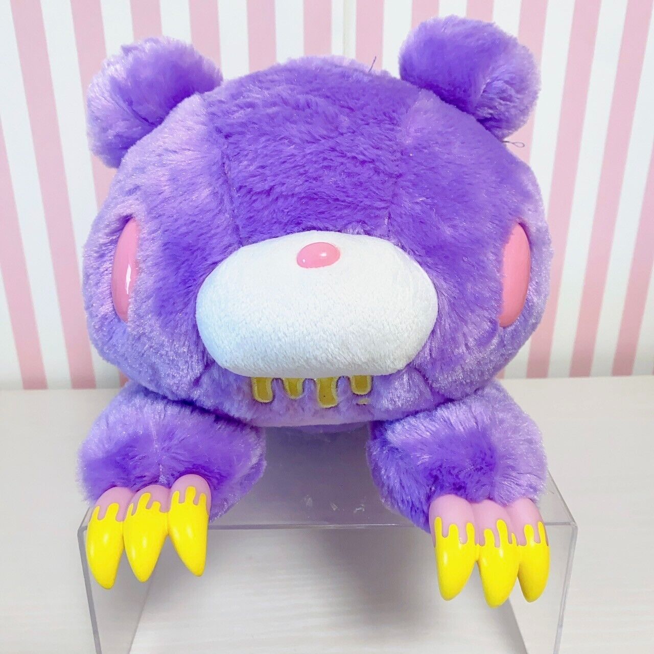 Taito Gloomy Bear Bloody Plush Doll Soft Stuffed Toy Purple Fluffy Sherbet Rare