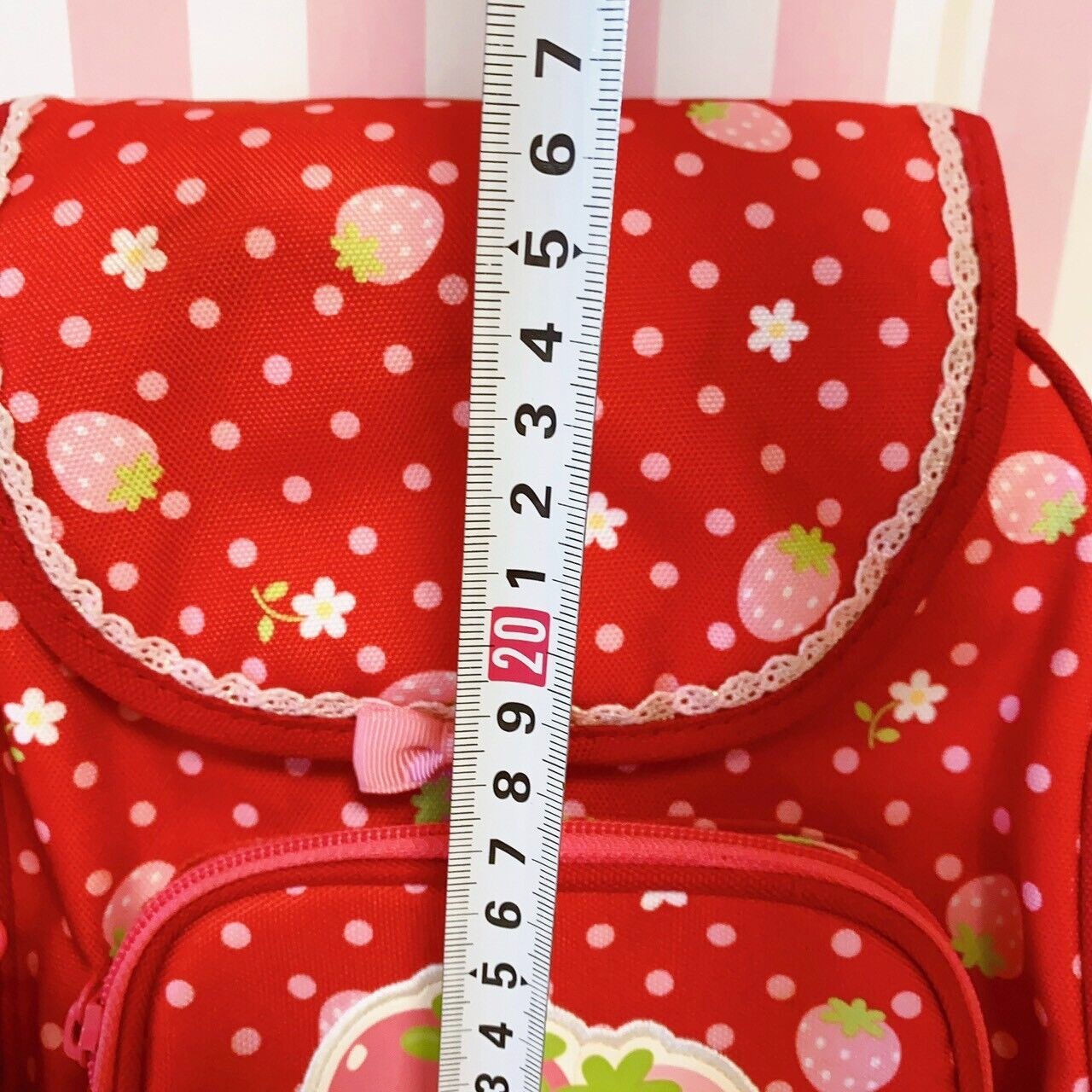 Mother Garden Rucksack Backpack School Bag Red Cutie Strawberry Ribbon Dot Frill