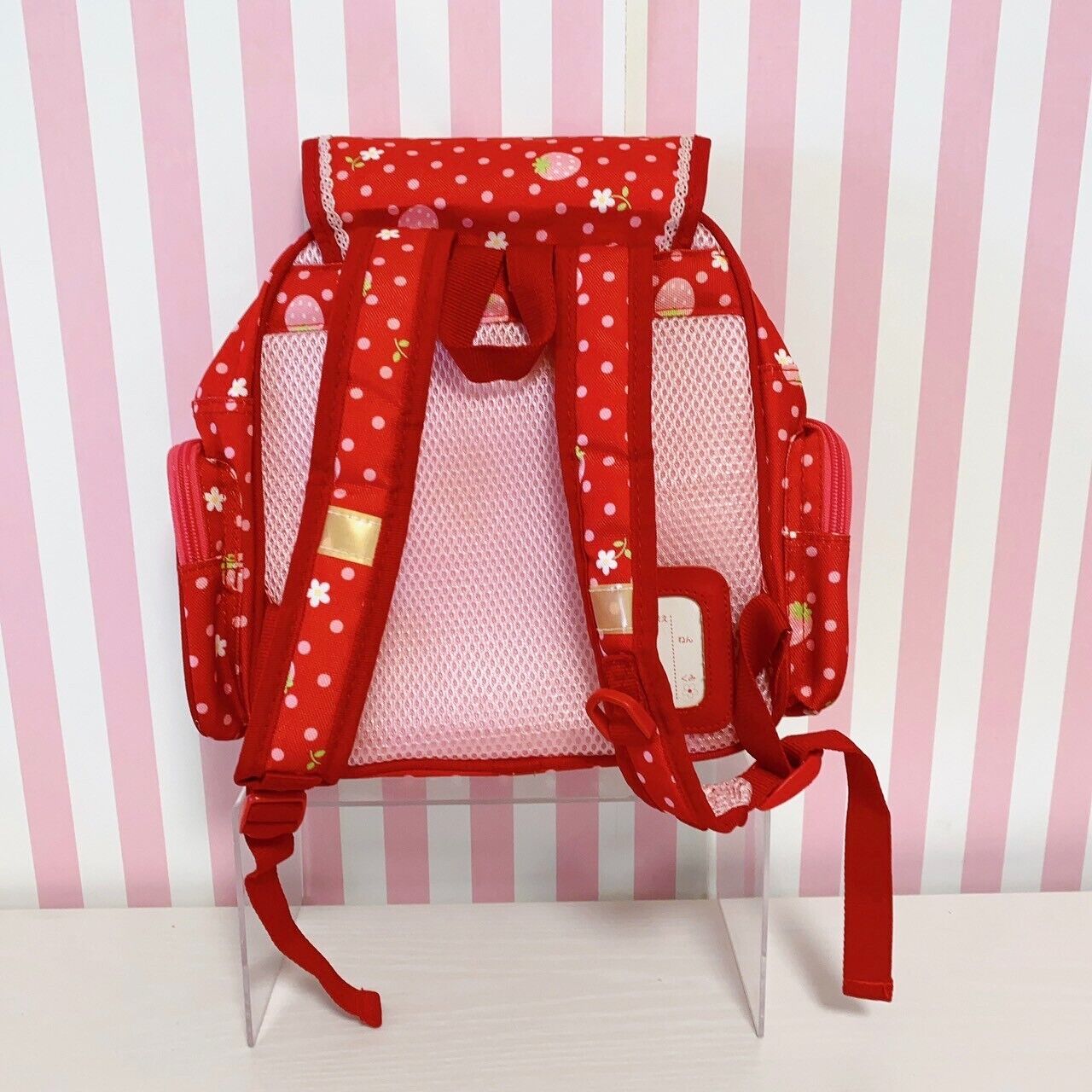 Mother Garden Rucksack Backpack School Bag Red Cutie Strawberry Ribbon Dot Frill