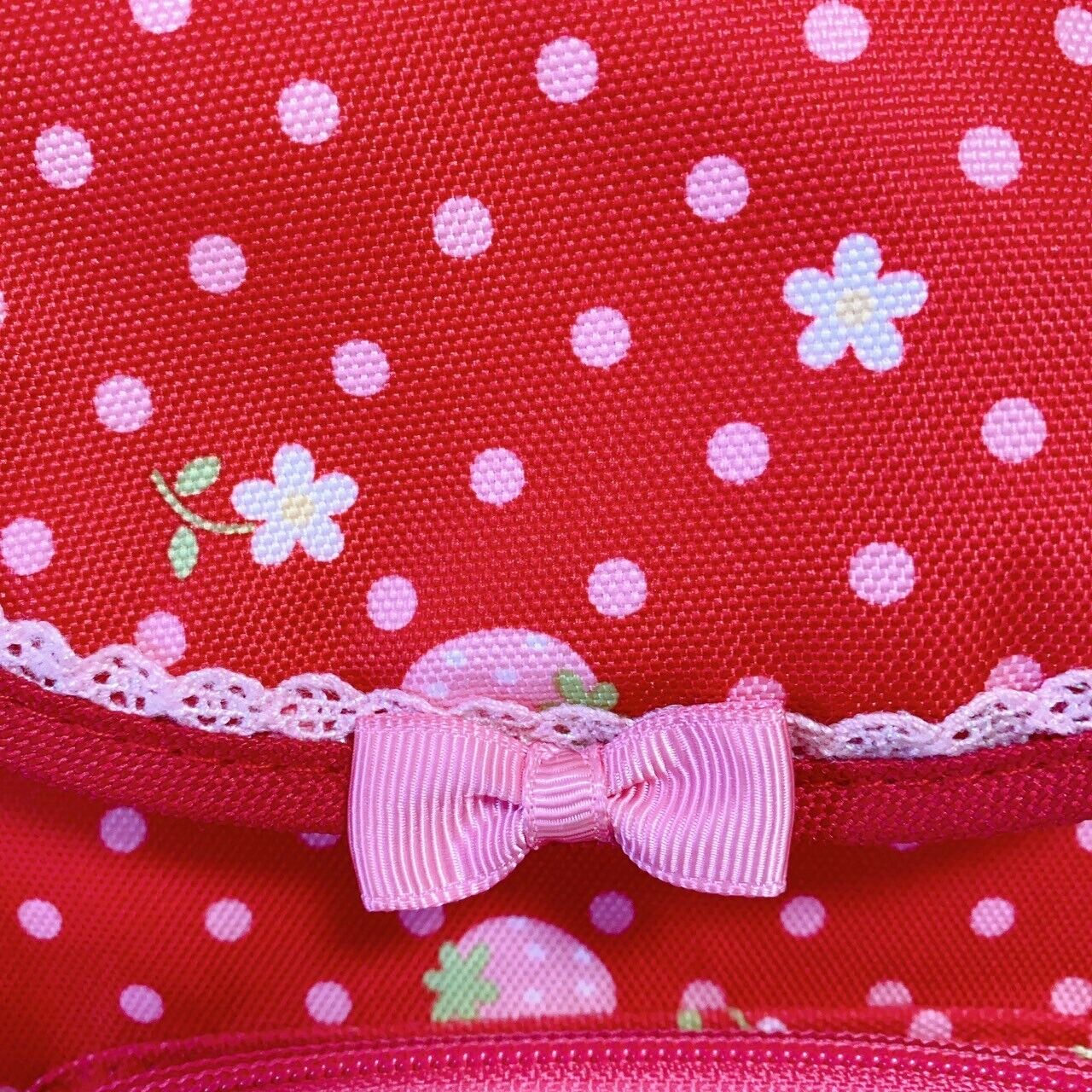 Mother Garden Rucksack Backpack School Bag Red Cutie Strawberry Ribbon Dot Frill